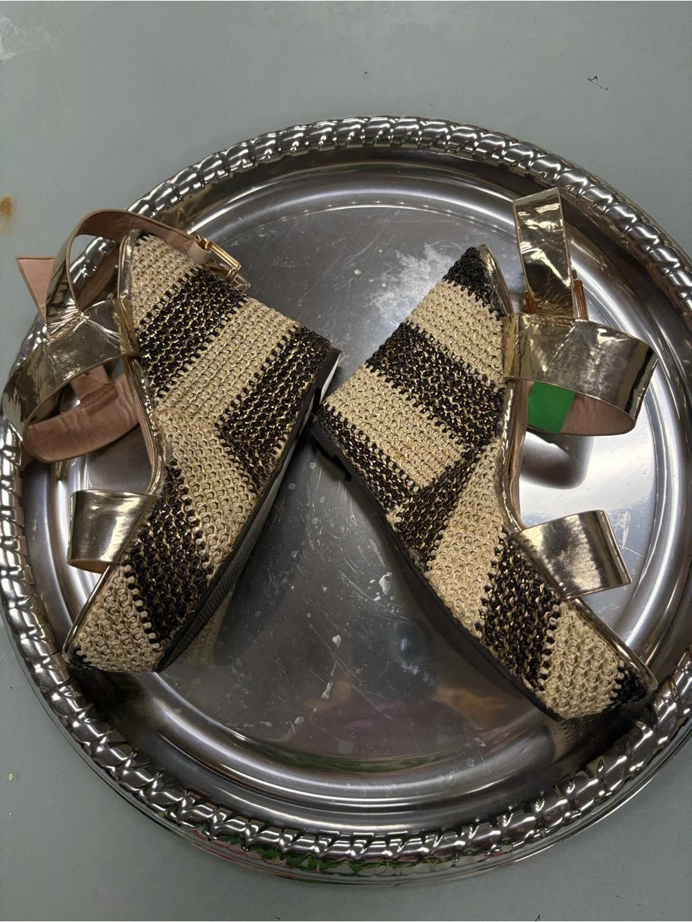 London Fog Metallic Gold Wedge Sandals